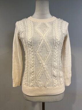 J. Crew merino wool‎ Cream Cable Knit Sweater size XXS